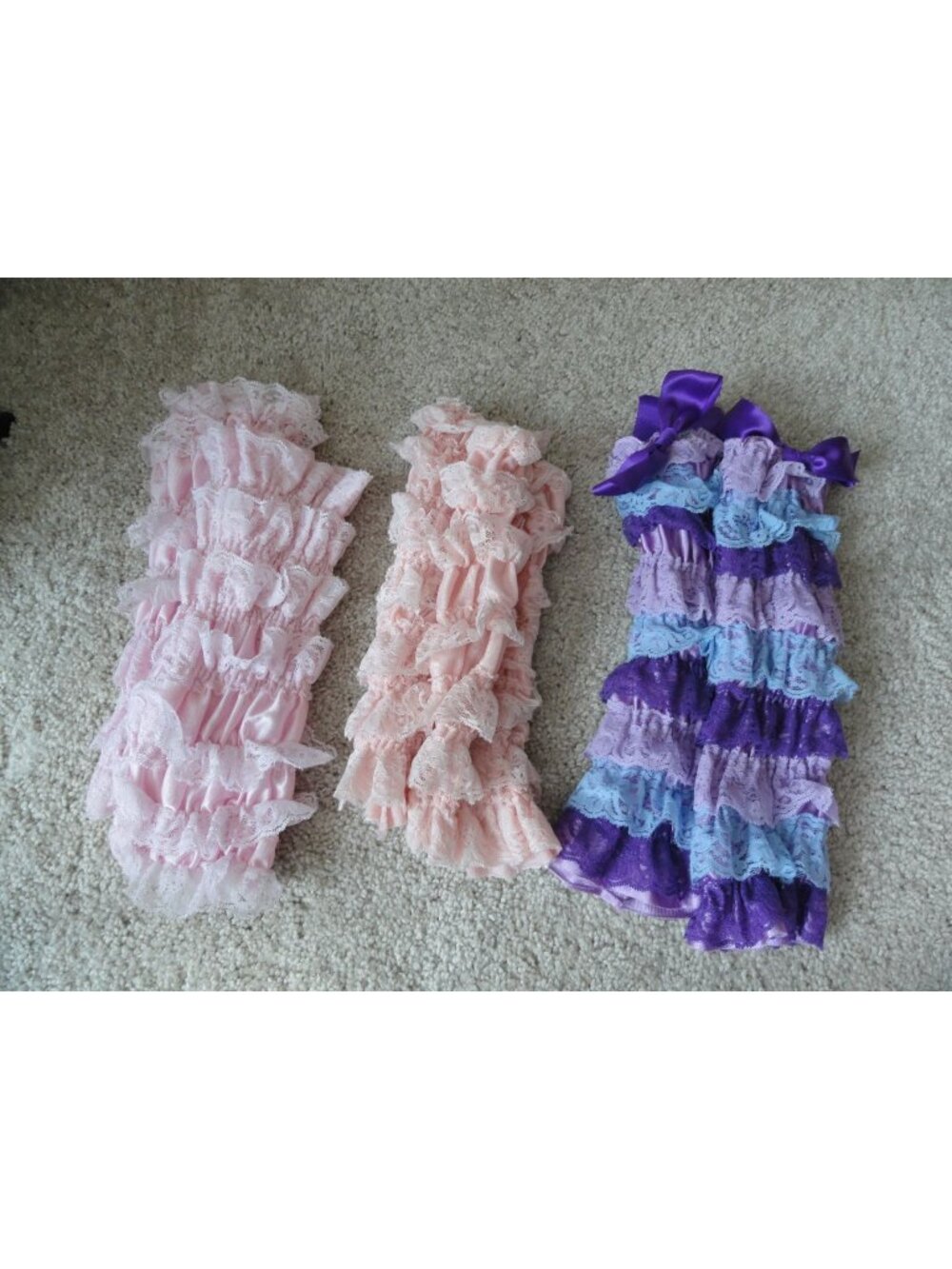 Girls Tiered Lace Ruffle Leg Warmers set of 3 - Size 4-6